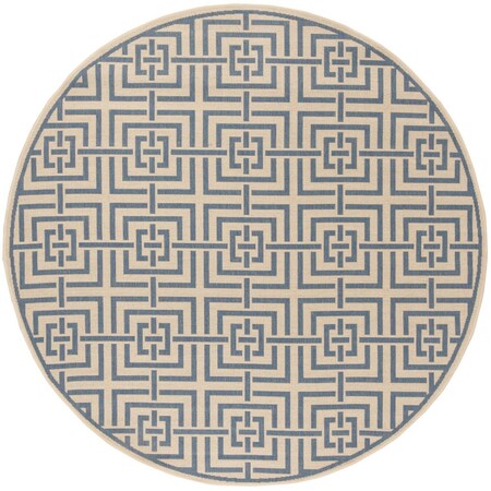 Safavieh 6 ft. 7 in. x 6 ft. 7 in. Round Linden 100 Contemporary Area Rug Cream & Blue LND128N-6R